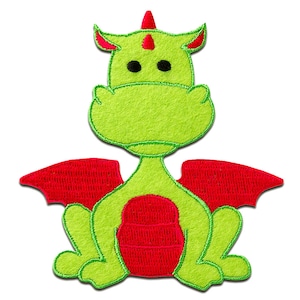 Iron on patches - Dragon - green/red - 9x8,4cm - Application Embroided badges