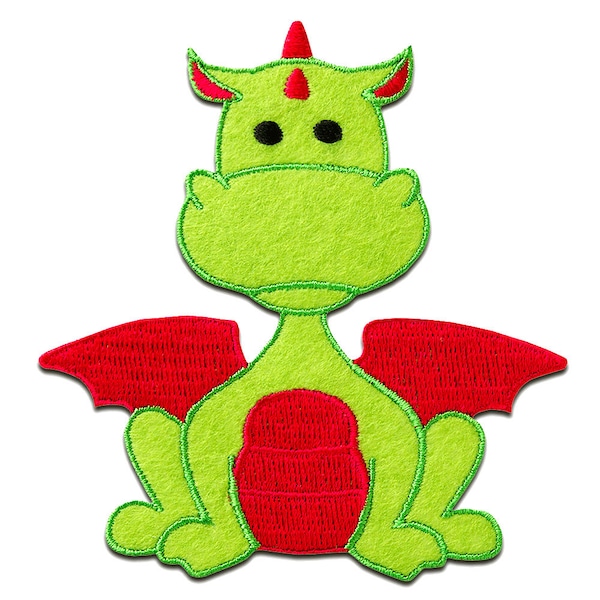 Ecusson - dragon - vert/rouge - 9x8,4cm - patches brode appliques