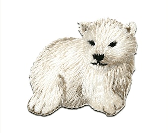 Aufnäher / Bügelbild - Eisbär Tier - weiß - 3,4x3cm - Patches Aufbügeln