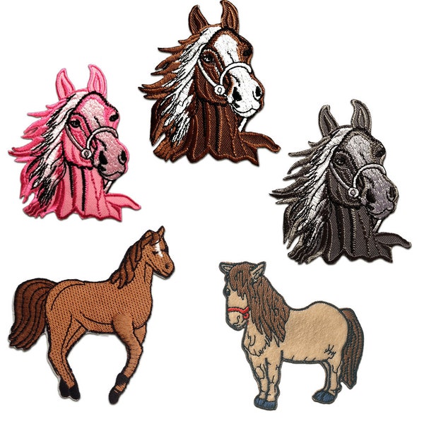 Horses Set 5 pieces - Iron on patches adhesive emblem stickers appliques