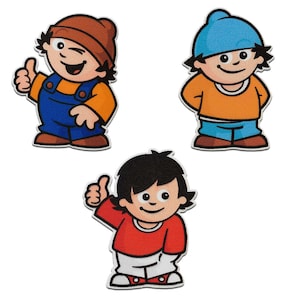 Mainzelmännchen © Set 3 pieces - Iron On Patches Adhesive Emblem, Size - 7,2 x 5,5 cm
