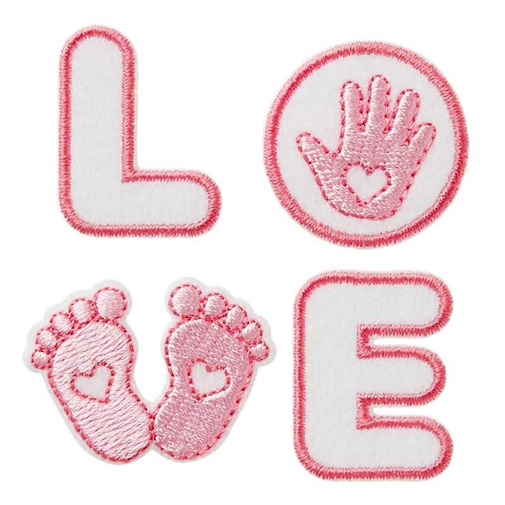 Baby Love Pink Iron on Patches Adhesive Emblem, Size 2,52 X 2,6 Inches 