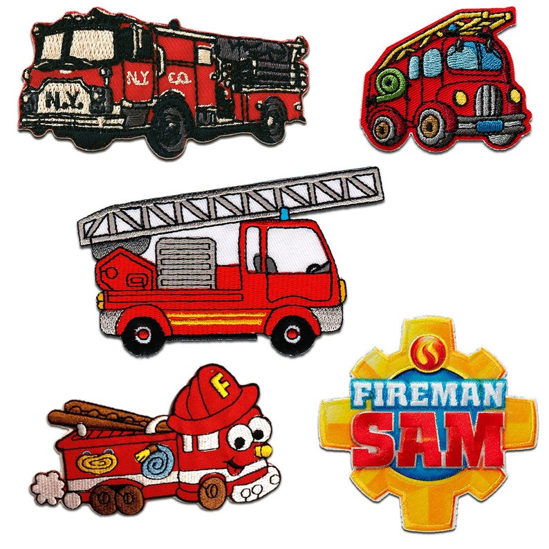 Pompiers Set 5 Pièces Ecusson thermocollant patches appliques image 1