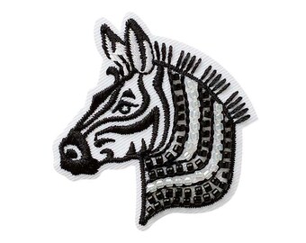 Large Zebra Big Embroidered Sew On Patch Applique Badge New 