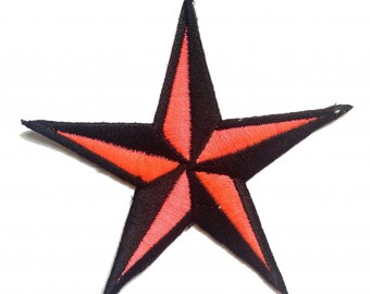 Aufnäher / Bügelbild - Stern neon - pink - 8.1 x 8.1 cm - Patch Aufbügler Applikationen zum aufbügeln Applikation Patches Flicken