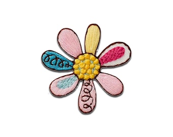Colorful flower - Iron On Patches Adhesive Emblem, Size - 3,6 x 3,4 cm