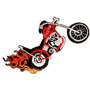 Aufnäher / Bügelbild - Motorrad Biker - rot - 13,5 x 6 cm - Applikationen Patch