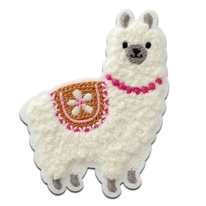 Alpaca Chenille fluffy animal - Iron On Patches Adhesive, Size - 7 x 5,7 cm