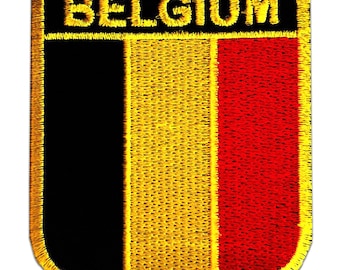 Ecusson - Belgique drapeau bannière - jaune - 6,4x7,3 patches brode appliques