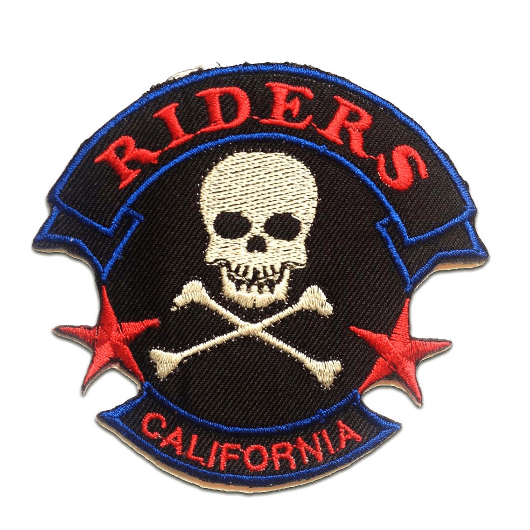 Iron on Patches - Riders California Biker - Black - 9x8.5 Application ...