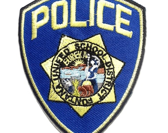 Iron on patches - police Logo - blue - 6.8x8.5cm - Application Embroided badges