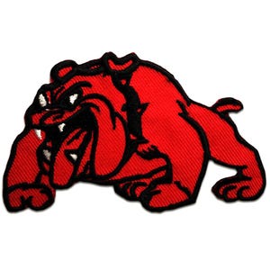 Iron on patches - Bulldog dog - red - 9,5x6cm - Application Embroided badges