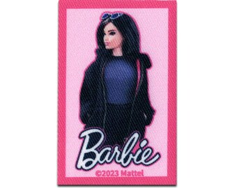 Barbie © black hair - Iron On Patches Adhesive Emblem, Size - 7,1 x 4,5 cm