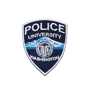 Aufnäher / Bügelbild - Police University Polizei Logo - blau - 7 x 8.7 cm Patch