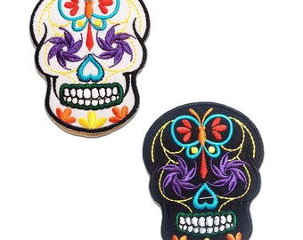 Skull Skeleton - Iron On Patches Adhesive Emblem Stickers Appliques, Size - 2.76 x 3.54 Inches