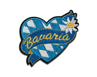 Bavaria heart - Iron On Patches Adhesive Emblem, Size - 1.97 x 2.05 inch