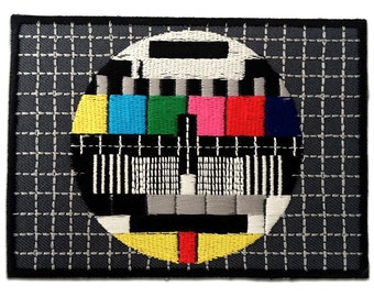 Iron on patches - Tv test - colorful – 8x5,5cm - Application Embroided patch badges