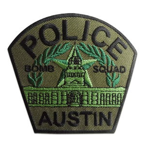 Aufnäher / Bügelbild Police Austin Polizei Logo grün 8,2x7,4cm Patch Aufbügler