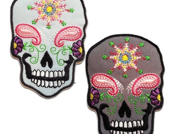 Skull Skeleton - Iron On Patches Adhesive Emblem Stickers Appliques, Size - 2.76 x 4.29 Inches