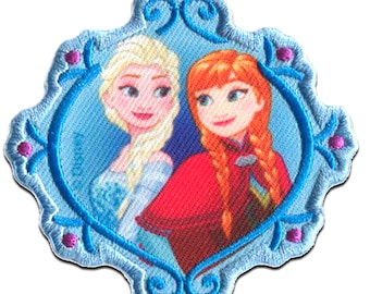Iron on patches - Disney FROZEN "ELSA & ANNA 2" - blue - 7,3x7cm - Application Embroided badges