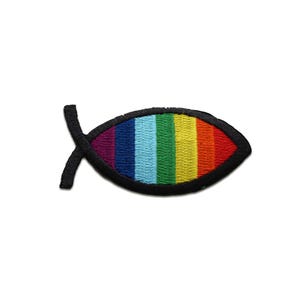 Iron on patches - fish Christian symbol – colorful – 7,2x4,1cm - Application