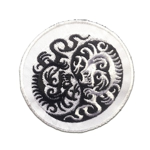Ecusson - Yin Yang dragon spirituellement - noir/blanc - Ø7.5cm -patches brode