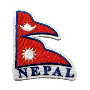 Iron on patches - Nepal flag banner - red - 7,8x6,8cm - Application badges