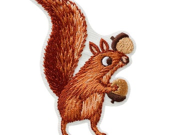 squirrel animal - Iron on patches adhesive emblem, size - 1,76 x 2,4 inches