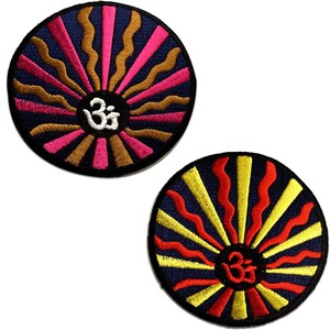 Om Symbol Spiritually Hindu Meditation - Iron On Patches Adhesive Emblem Stickers Appliques, Size - 3.15 x 3.15 Inches