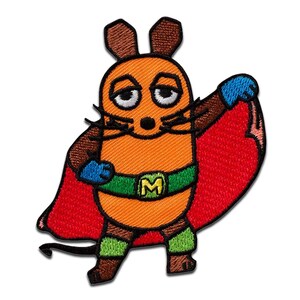 Die Maus Superheld - Aufnäher, Bügelbild, Aufbügler, Größe - 7,5 x 6,5 cm