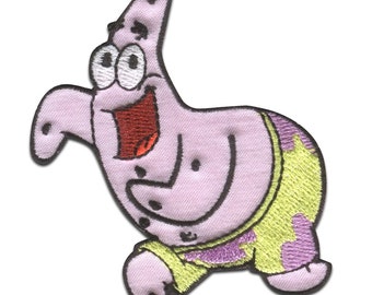 SpongeBob SquarePants Patrick Embroidered - Iron On Patches Adhesive Emblem Stickers Appliques, Size - 5 x 7,1 cm