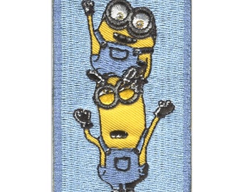 Iron on patches - MINIONS Despicable Me "BOB & KEVIN" – blue - 8x5cm - Application Embroided badges