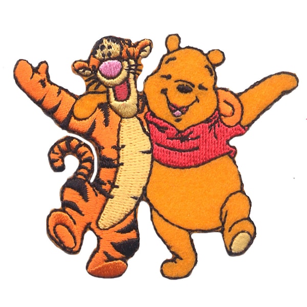Iron on patches - WINNIE THE POOH "WINNIE & TIGGER" Disney - yellow - 7,5x6,4cm - Application Embroided badges