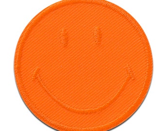 Smiley © Orange - Aufnäher, Bügelbild, Aufbügler, Größe - 5 x 5 cm