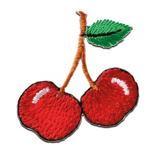 Cherry Fruit - Iron On Patches Adhesive Emblem Stickers Appliques, Size - 0.94 x 0.98 Inches