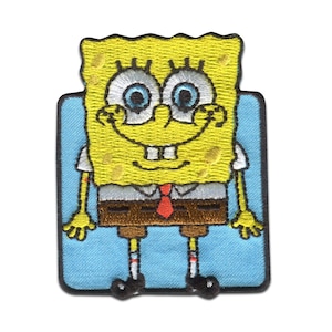 SpongeBob SquarePants blue embroidered - Iron On Patches Adhesive Emblem Stickers Appliques, Size - 5 x 6,2 cm