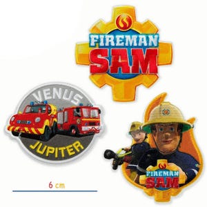 Fireman Sam © Set 3 Pieces Fire - Iron on patches adhesive emblem stickers