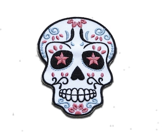 Skull Skeleton Star - Iron On Patches Adhesive Emblem Stickers Appliques, Size - 2.76 x 3.74 Inches