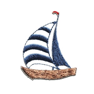 Iron on patches - sailing ship ship boat - blue - 4,9x4,1cm - Application Embroided badges