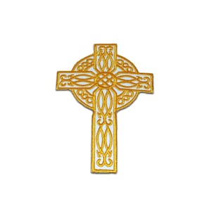 Iron on patches - cross Christ cross Religion – yellow/white – 9,5x6,2cm - Application