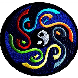 Aufnäher / Bügelbild - Yin Yang spirituell - blau - Ø8 cm - Patch Aufbügler Applikationen zum aufbügeln Applikation Patches Flicken
