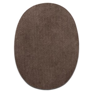 Stoffflicken Oval Braun 2 Stück - Aufnäher, Bügelbild, Größe - 11,2 x 8,5 cm