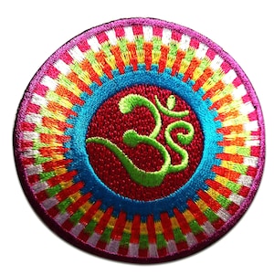 Iron on patches - Om Symbol spiritually Hindu Meditation colorful Ø7,5 badges