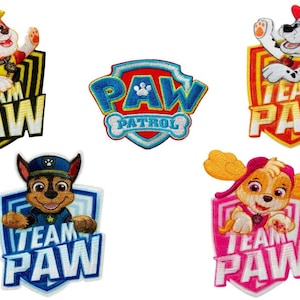 Paw Patrol © Set 5 Pieces Team Chase Marshall Skye - Iron on patches adhesive