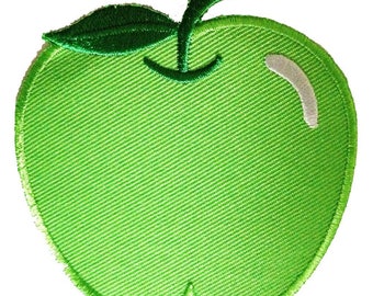 Apfel Frucht Obst - Aufnäher, Bügelbild, Aufbügler, Applikationen, Patches, Flicken, zum aufbügeln, Größe - 7.5 x 8 cm