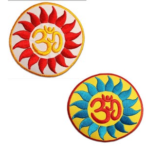 Om Symbol Spirituell Meditation - Aufnäher, Bügelbild, Aufbügler, Applikationen, Patches, Flicken, Zum Aufbügeln, Größe - Ø 8 cm