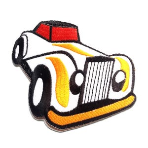 Iron on patches - Bentley car - white - 10.1x8.6 - Application Embroided badges