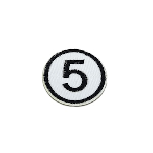 Iron on patches - five number digit 5 – white – 4,8x4,8cm - Application