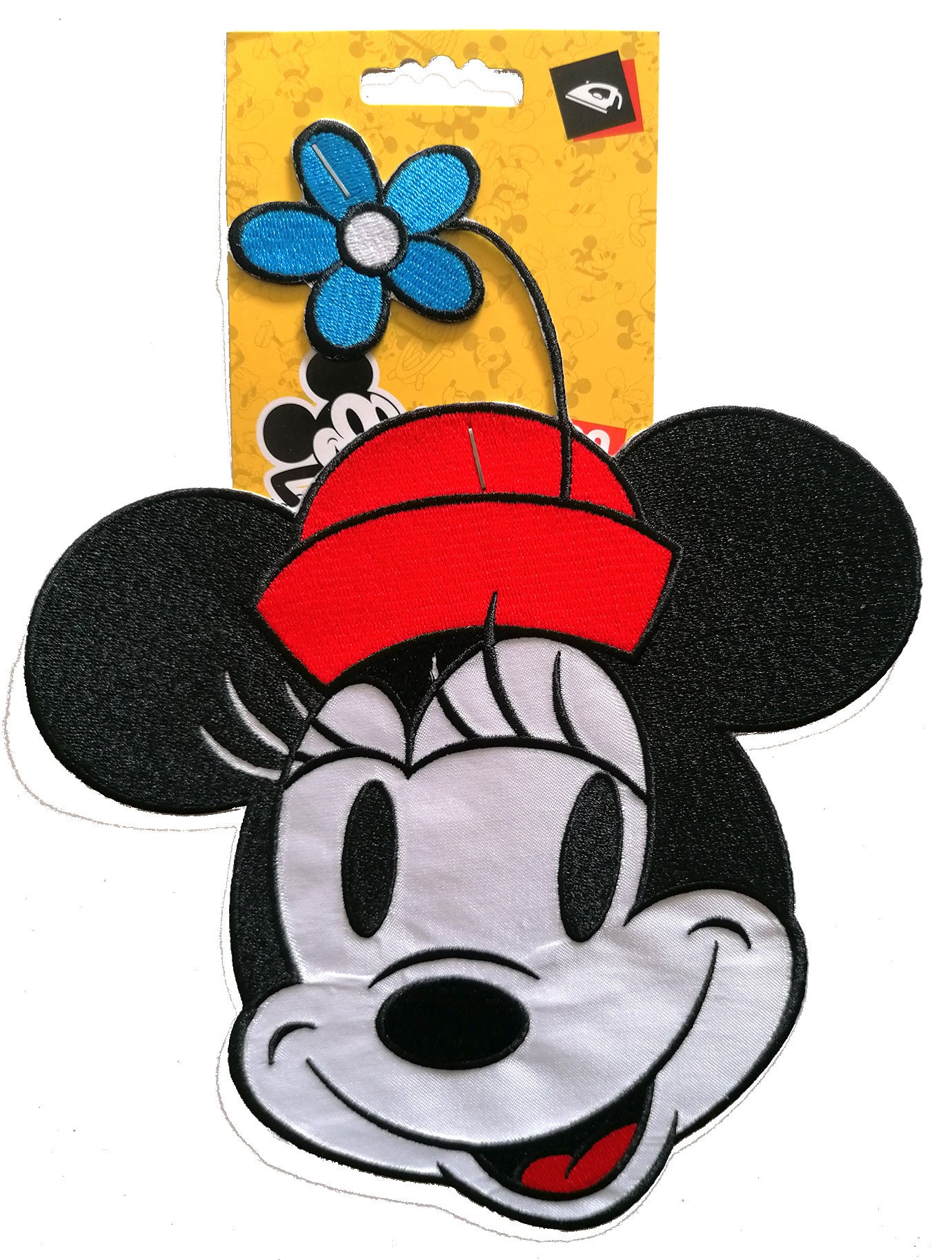Iron on patches - Mickey Mouse 90 Years 01 Mickey & Minnie nineties special  Edition Disney - red - 6,4 x 6,4 cm - Application Embroided badges