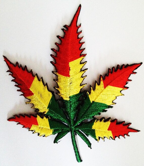 bunt Hippie Cannabis stern Marijuana Aufnäher // Bügelbild 6,5 x 6,5 cm